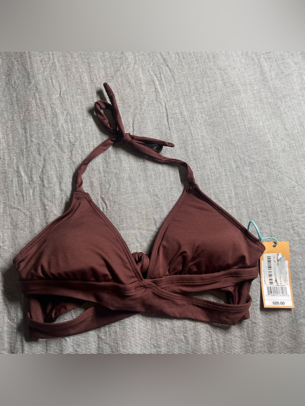 Women’s Brown Triangle Halter Bikini Top Small